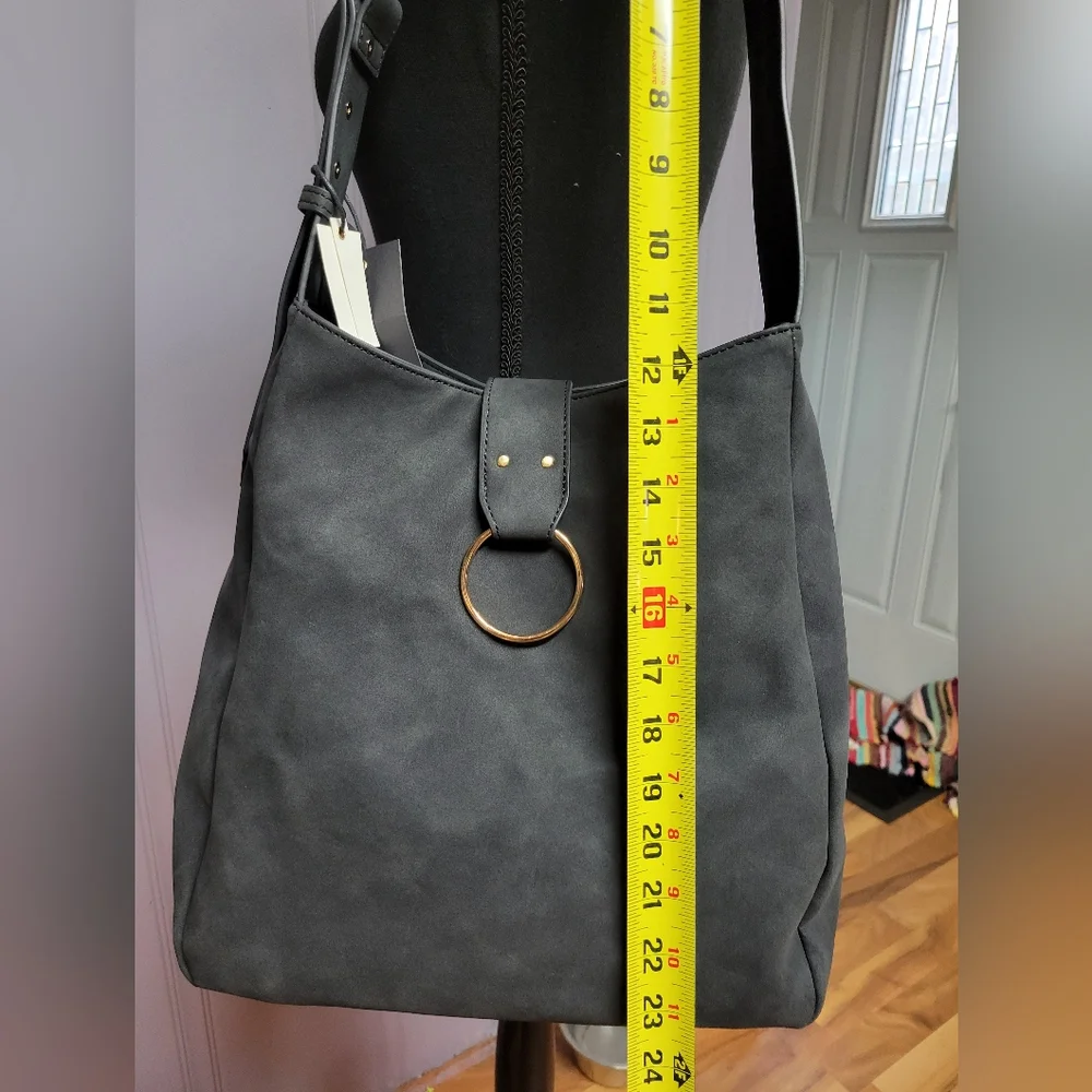 Juniper & joy charcoal hobo bag gold tone hardware
